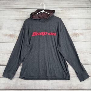 Snap-On Long Sleeve T-Shirt Hoodie Adult Large Gray Red Stretch